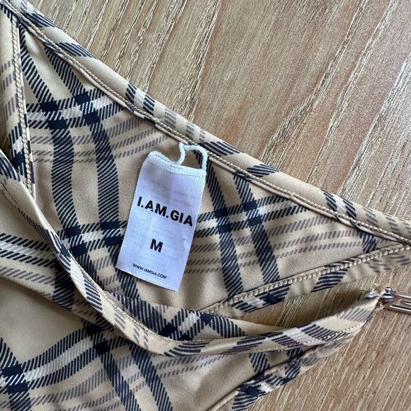 I.AM.GIA. Plaid beige/black bikini. Size medium. - Picture 4 of 5